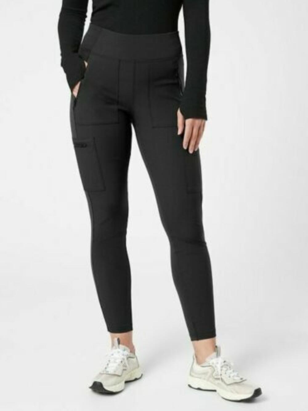 ATHLETA Black Elastic Waist Highline Hybrid Cargo Tight Skinny Pants Size 4